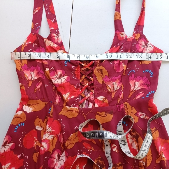 Intimately Free People Lattice Lovers Lace-Up Floral Ruffle Mini Dress - Picture 10 of 14